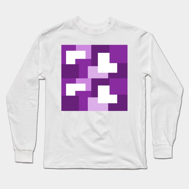 Purple abstract squares tiles pattern Long Sleeve T-Shirt by Baobabprintstore